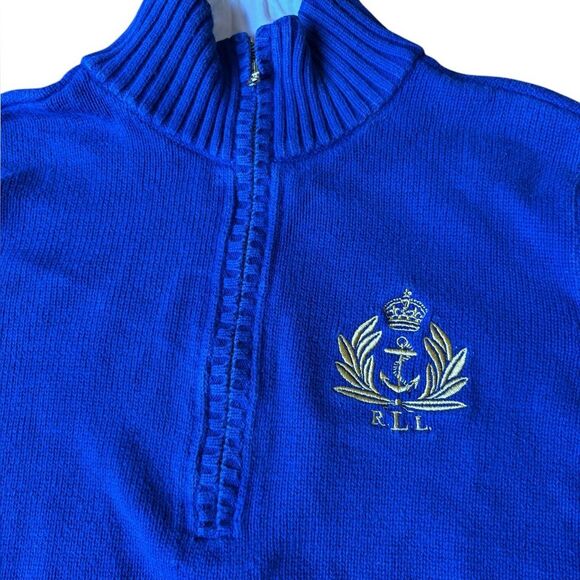 Lauren Jeans Co Ralph Lauren Quarter Zip Knit Sweater Womens Medium Blue - Picture 3 of 10